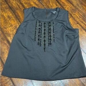 Black Beaded Sleeveless Blouse